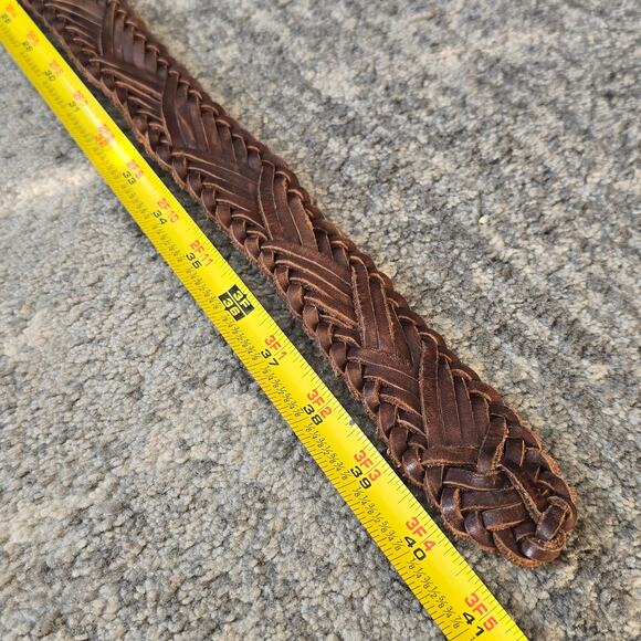 Vintage Braided Genuine Leather Belt Women\'s 36 Brown Soft Suede Reverse Western main image 9